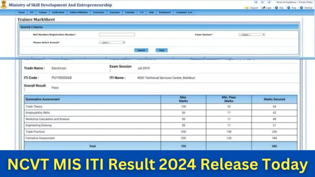 NCVT MIS ITI Result 2024